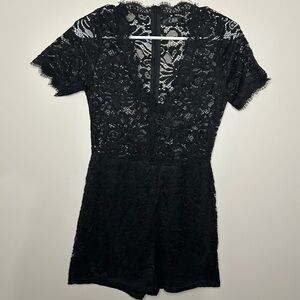 NWT CBR Black Lace Short Sleeve V-neck Romper
